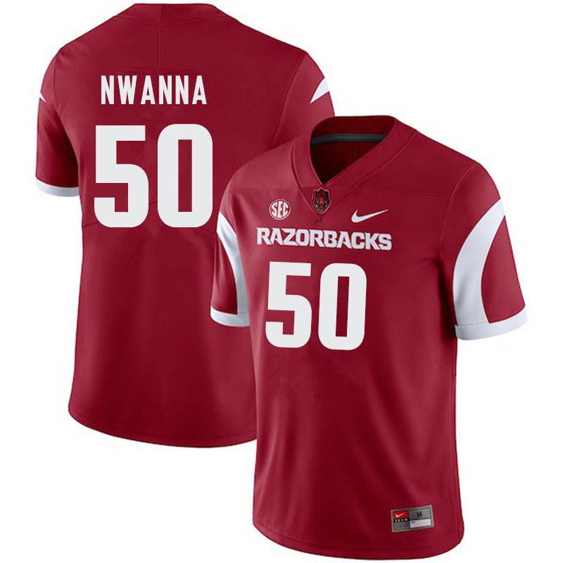 Men #50 Chibueze Nwanna Arkansas Razorbacks College Football Jerseys-Cardinal